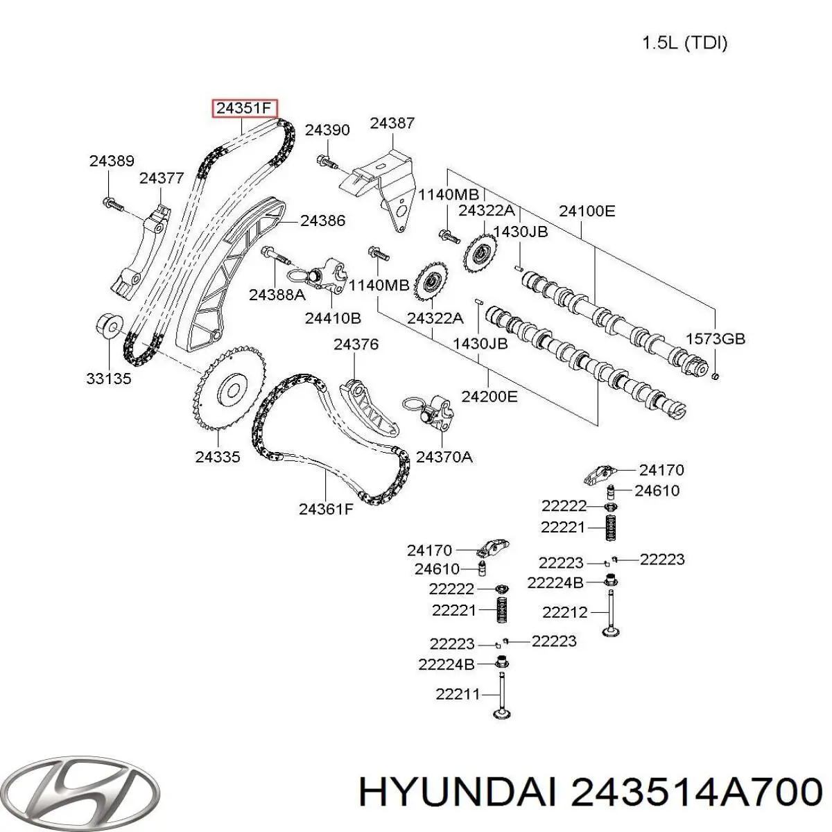 243514A700 Hyundai/Kia cadena de distribución