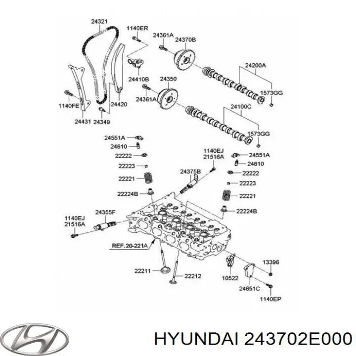 243702E000 Hyundai/Kia rueda dentada, árbol de levas escape
