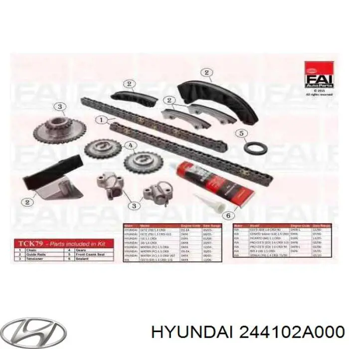 Tensor, cadena de distribución para Hyundai I20 (GB)