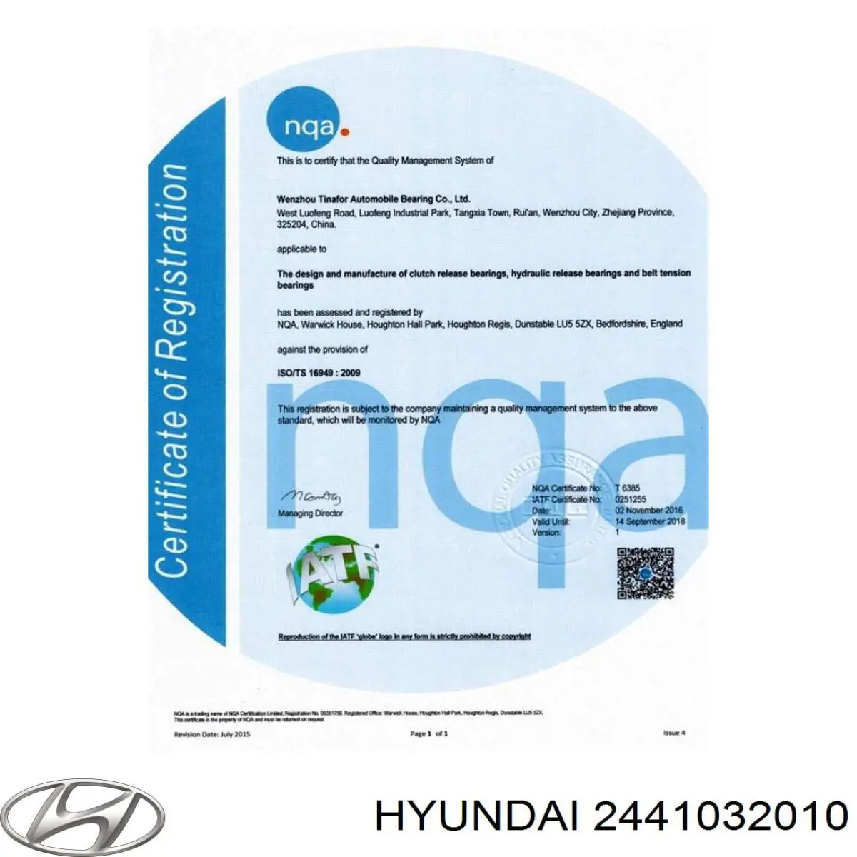 2441032010 Hyundai/Kia tensor de la correa de distribución