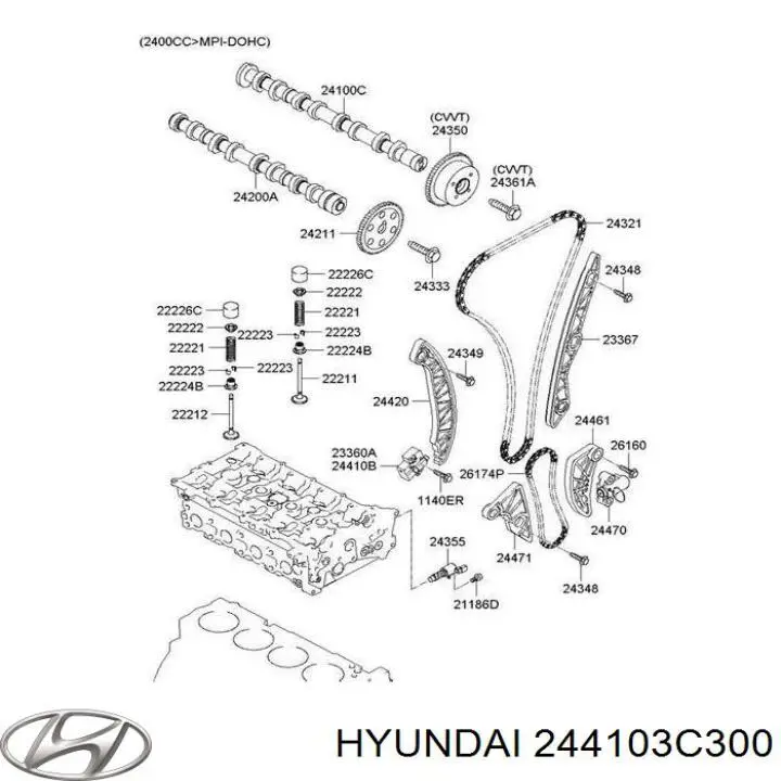 Tensor, cadena de distribución para Hyundai IX55 