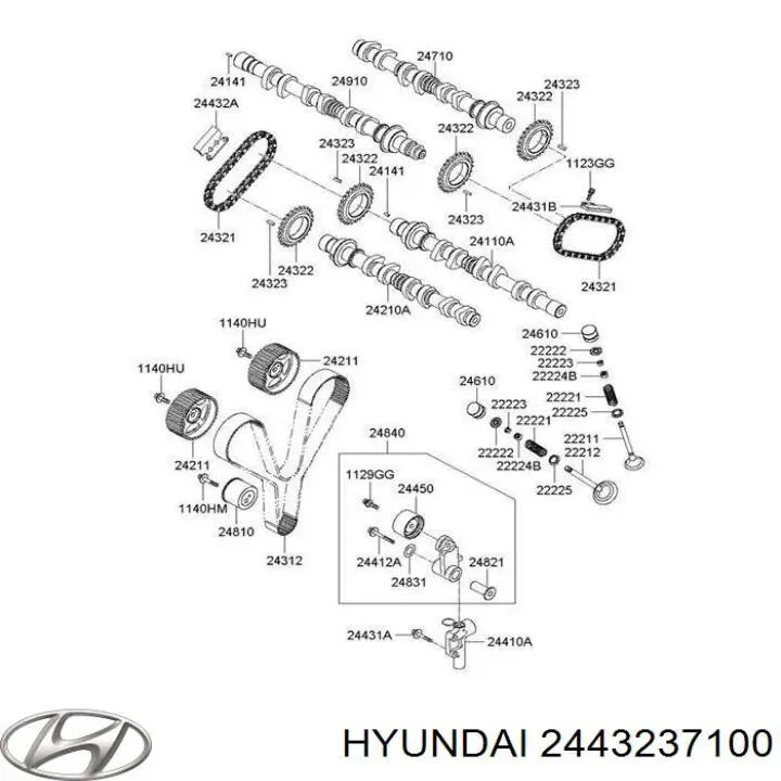 2443237100 Hyundai/Kia carril de deslizamiento, cadena de distribución superior