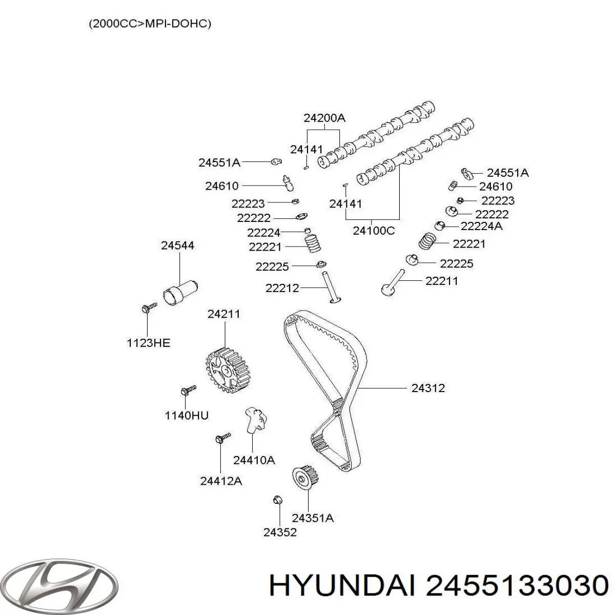 2455133030 Hyundai/Kia palanca oscilante, distribución del motor