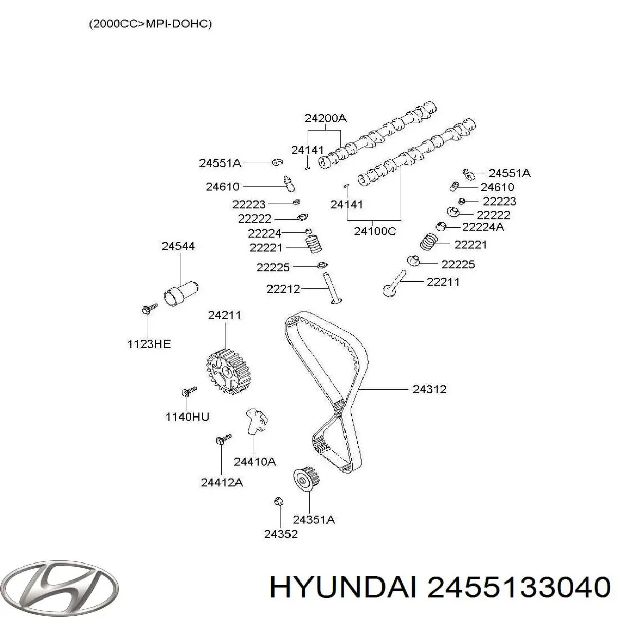 2455133040 Hyundai/Kia palanca oscilante, distribución del motor