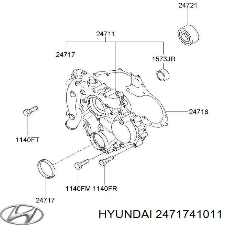Anillo retén, cigüeñal frontal para Hyundai HD 