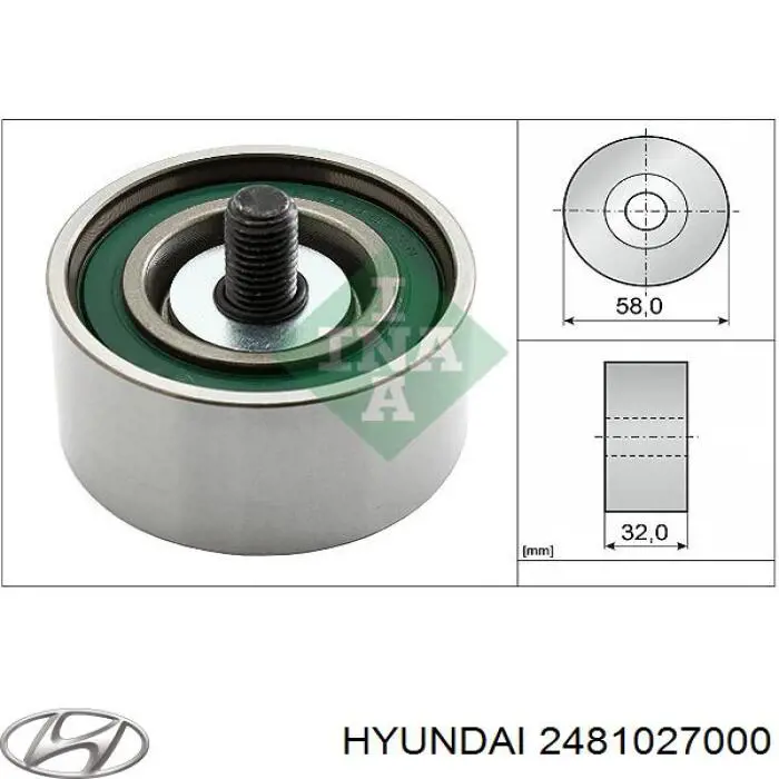 2481027000 Hyundai/Kia rodillo intermedio de correa dentada