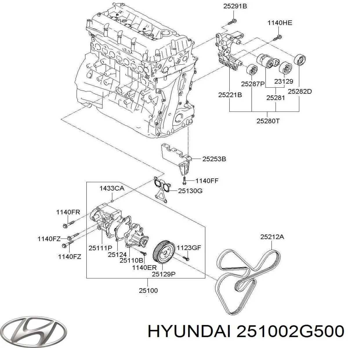 Motor de agua, completo con caja Hyundai/Kia 251002G500