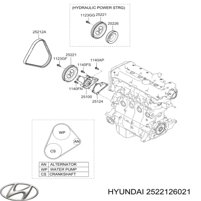 Polea de la bomba de agua Hyundai/Kia 2522126021 precio, desde 13,32 EUR