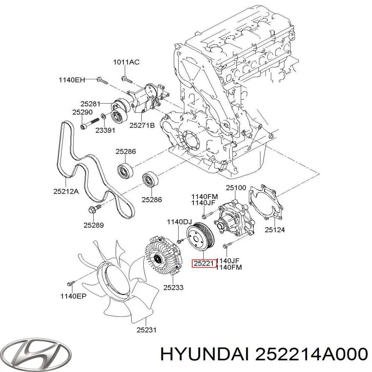 252214A000 Hyundai/Kia polea, bomba de agua