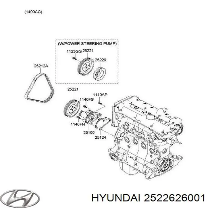 Polea de la bomba de dirección asistida Hyundai/Kia 2522626001 precio, desde 24,40 EUR