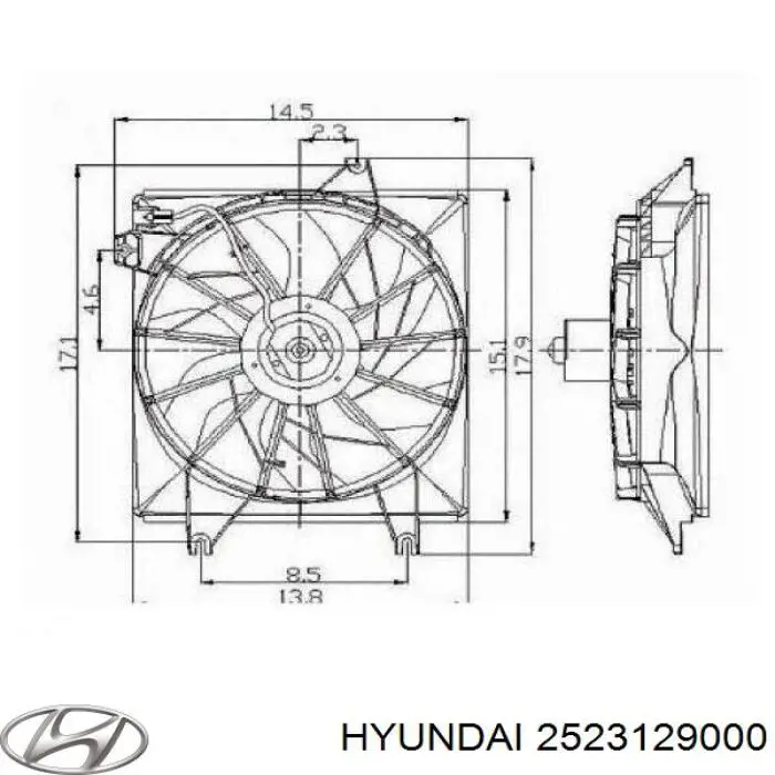 2523129000 Hyundai/Kia rodete ventilador, refrigeración de motor