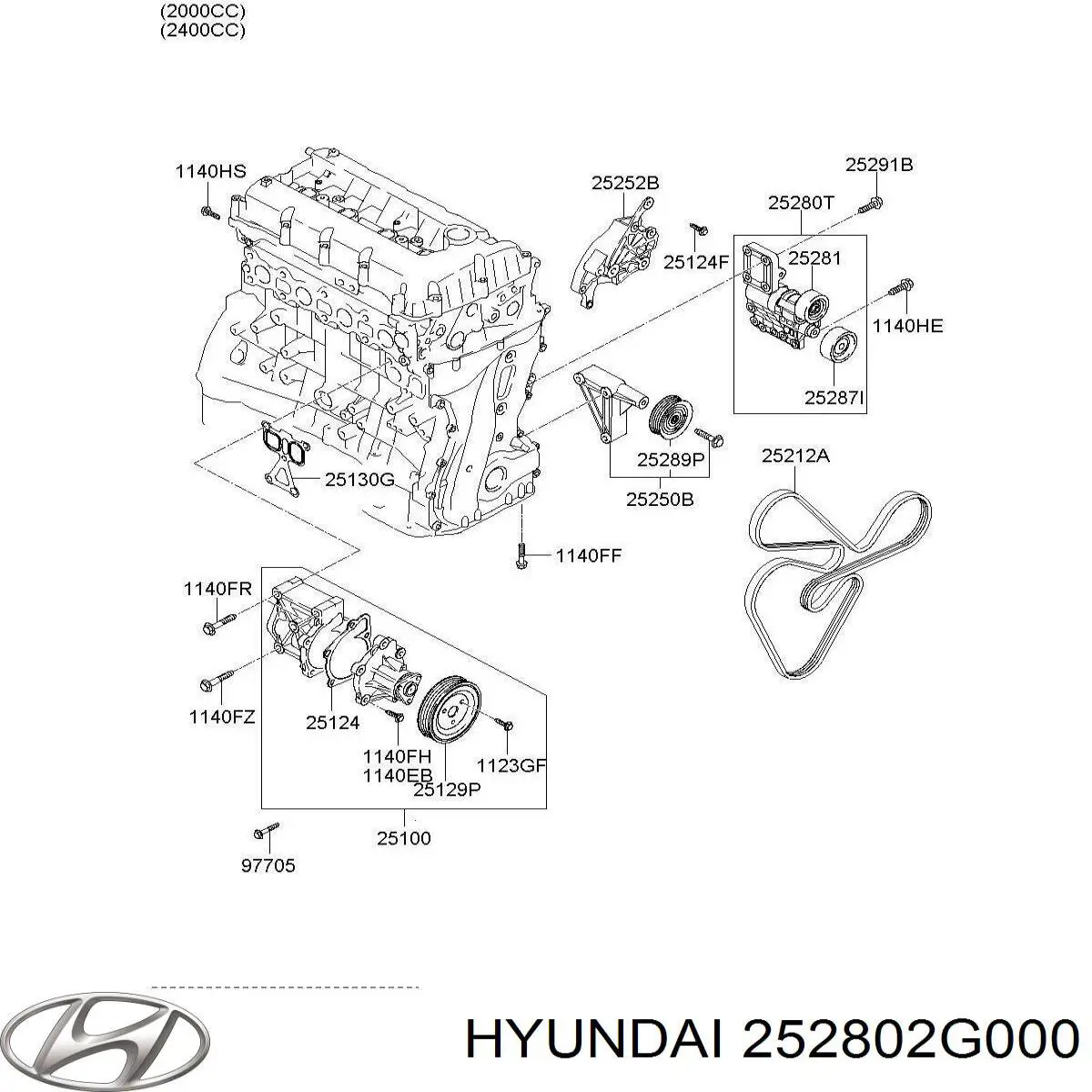 Comprar 252802G000 Hyundai/Kia Tensor de la correa trapecial