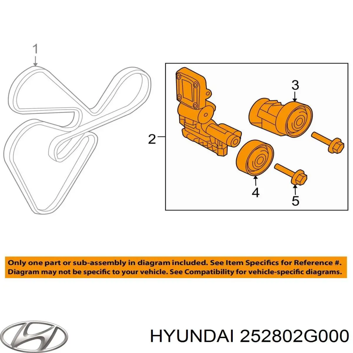 Tensor de correa poli V 252802G000 Hyundai/Kia