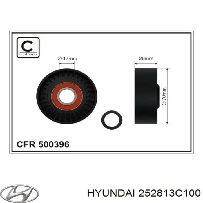 Tensor de la correa trapecial poli v Hyundai/Kia 252813C100