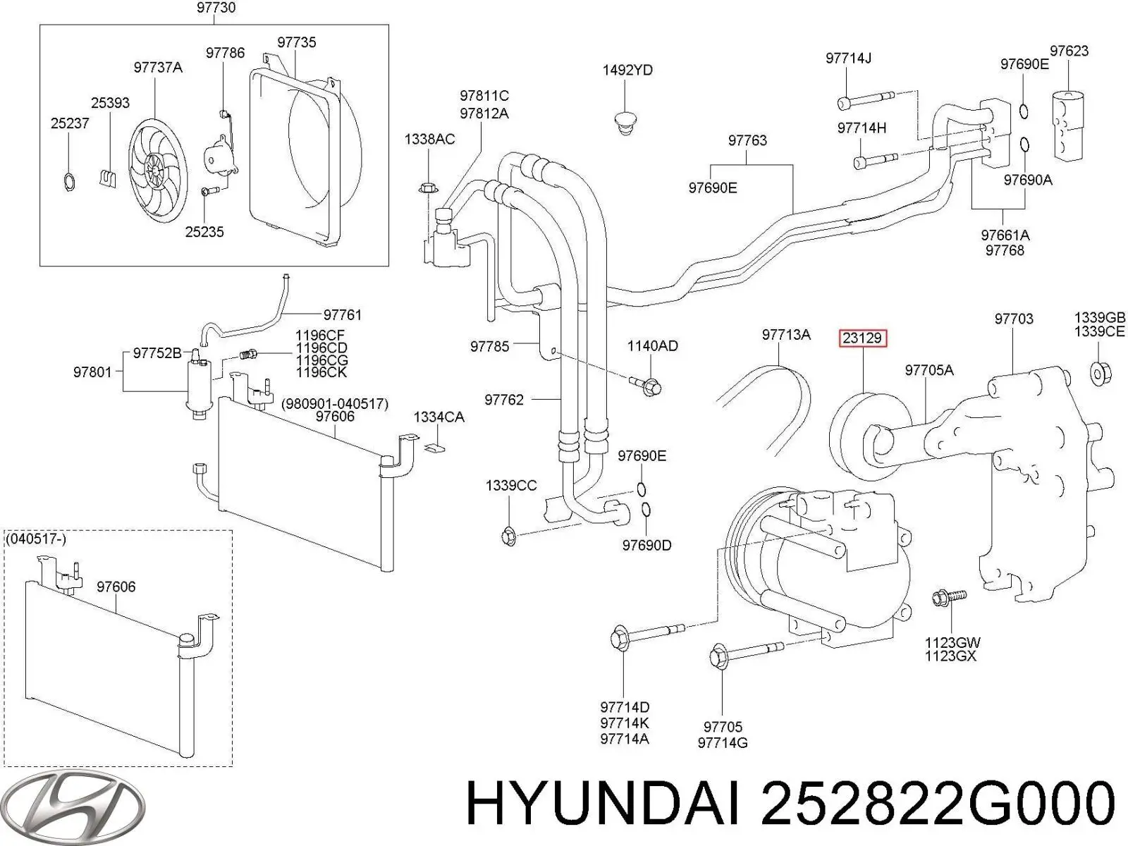 252822G000 Hyundai/Kia polea tensora, correa poli v