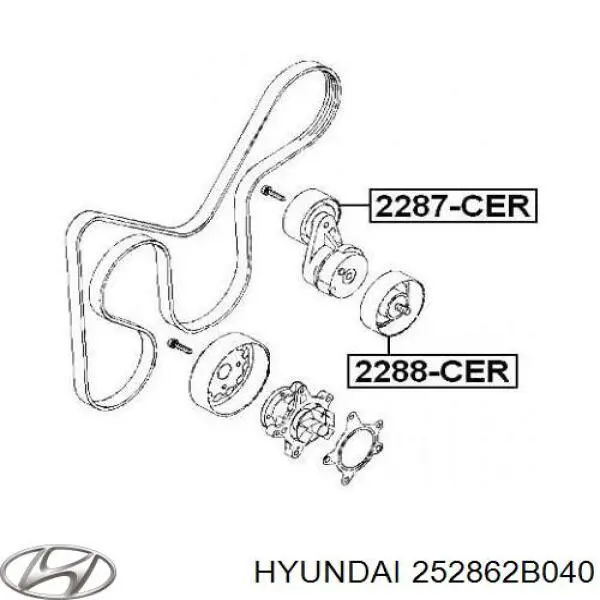 252862B040 Hyundai/Kia polea inversión / guía, correa poli v