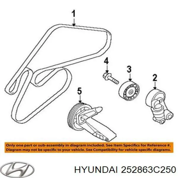 Comprar 252863C250 Hyundai/Kia Polea inversión/guía, correa poli V