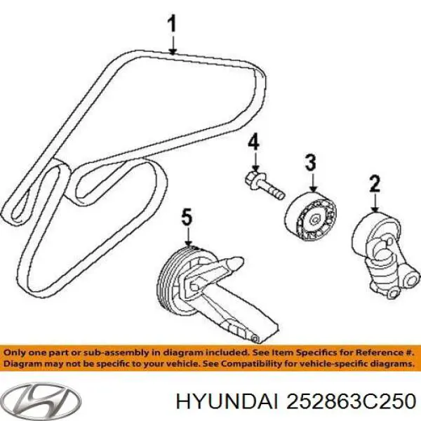Polea inversión / guía, correa poli V 252863C250 Hyundai/Kia
