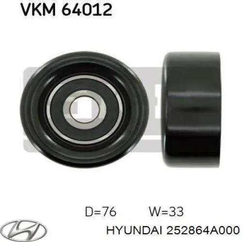 Comprar 252864A000 Hyundai/Kia Polea tensora, correa poli V