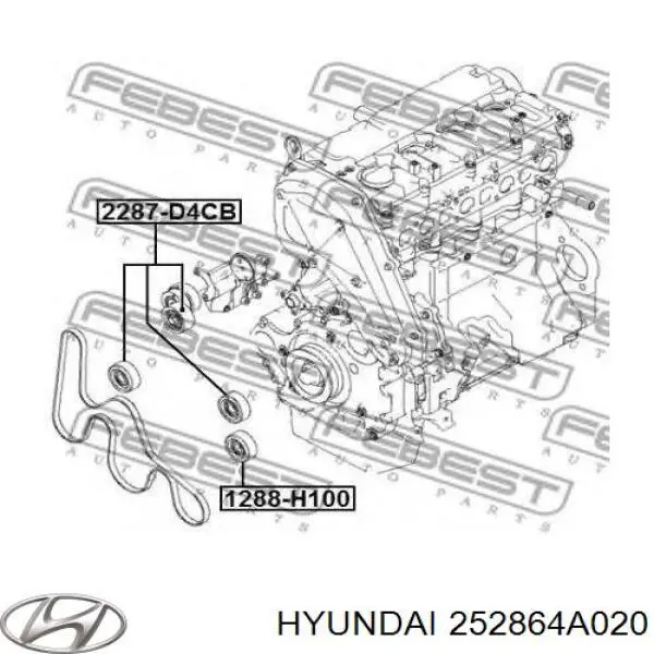 252864A020 Hyundai/Kia polea inversión / guía, correa poli v