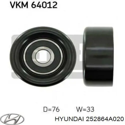 252864A020 Hyundai/Kia Polea guía correa poli V
