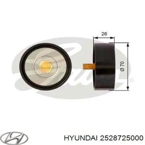 Polea inversión / guía, correa poli V 2528725000 Hyundai/Kia