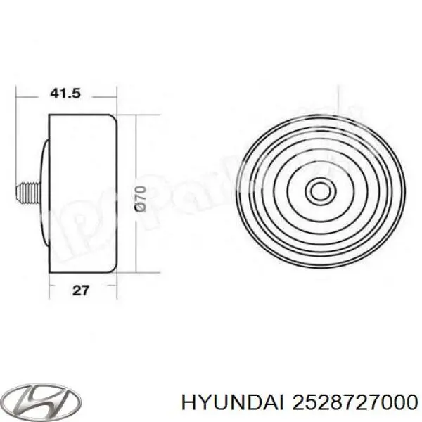 Polea inversión / guía, correa poli V 2528727000 Hyundai/Kia