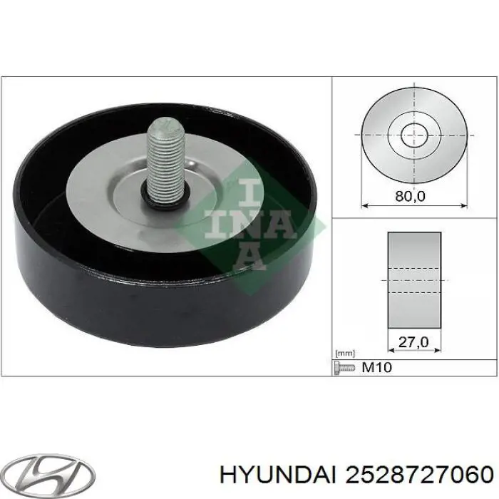 Polea inversión / guía, correa poli V 2528727060 Hyundai/Kia