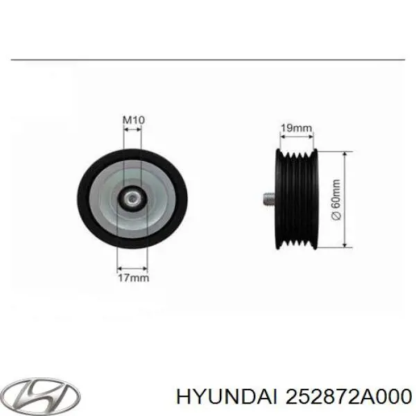 Comprar 252872A000 Hyundai/Kia Polea inversión/guía, correa poli V