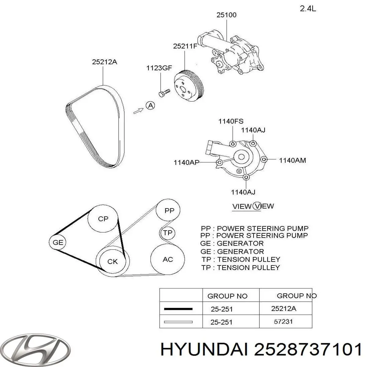 2528737101 Hyundai/Kia polea inversión / guía, correa poli v