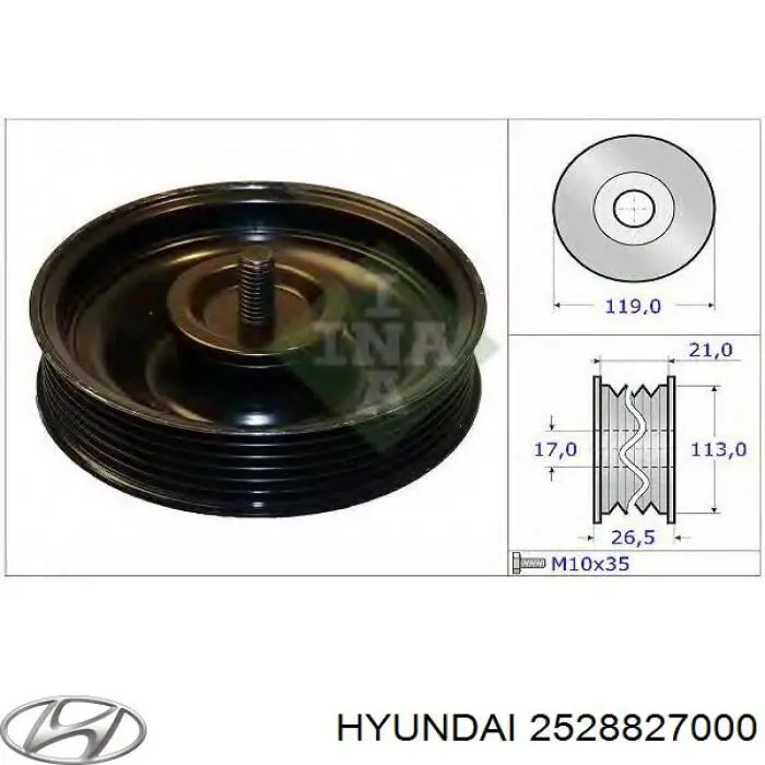Polea inversión/guía, correa auxiliar servicios Hyundai/Kia 2528827000 precio, desde 34,52 EUR
