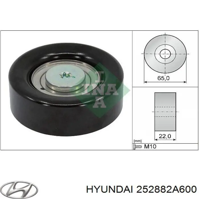Comprar 252882A600 Hyundai/Kia Polea inversión/guía, correa poli V
