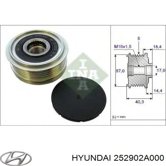 Comprar 252902A000 Hyundai/Kia Rueda libre del alternador