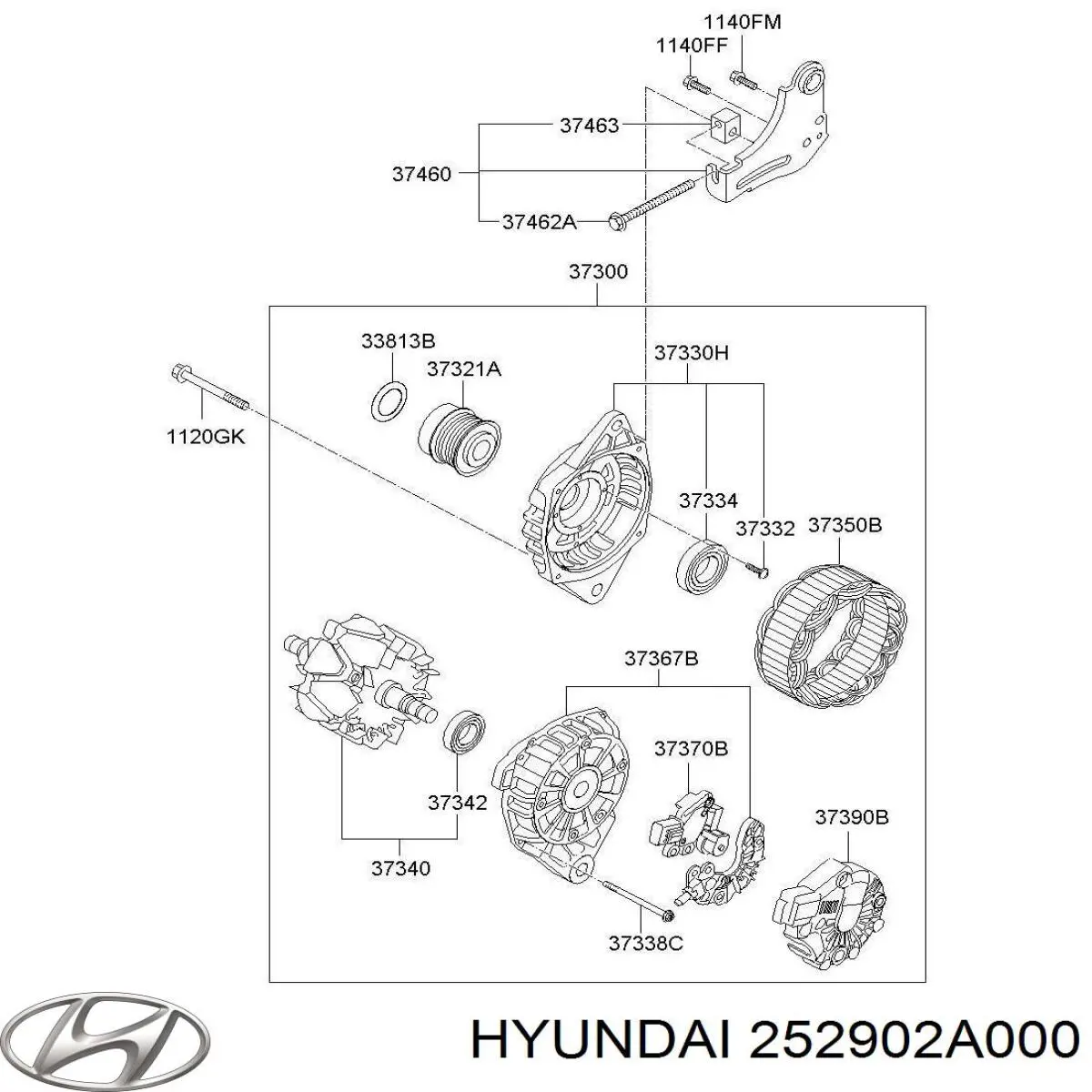 Polea alternador 252902A000 Hyundai/Kia