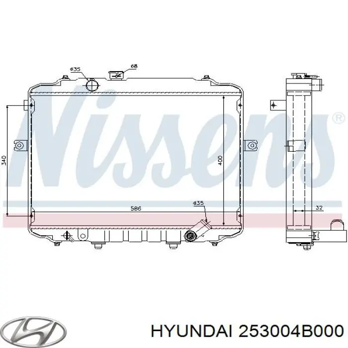 253004B000 Hyundai/Kia radiador refrigeración del motor