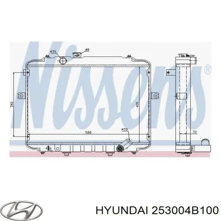 253004B100 Hyundai/Kia radiador refrigeración del motor