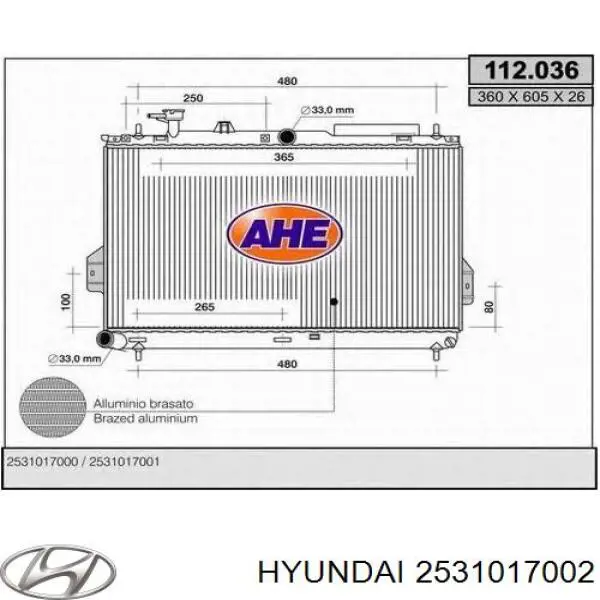 2531017002 Hyundai/Kia Refrigeración del motor