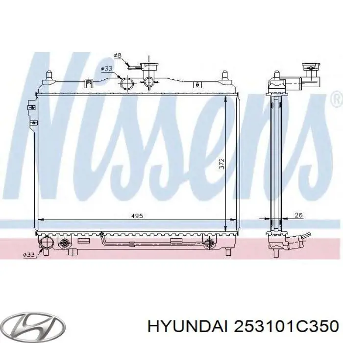 Radiador 253101C350 Hyundai/Kia
