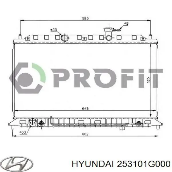 Radiador de água Hyundai/Kia 253101G000