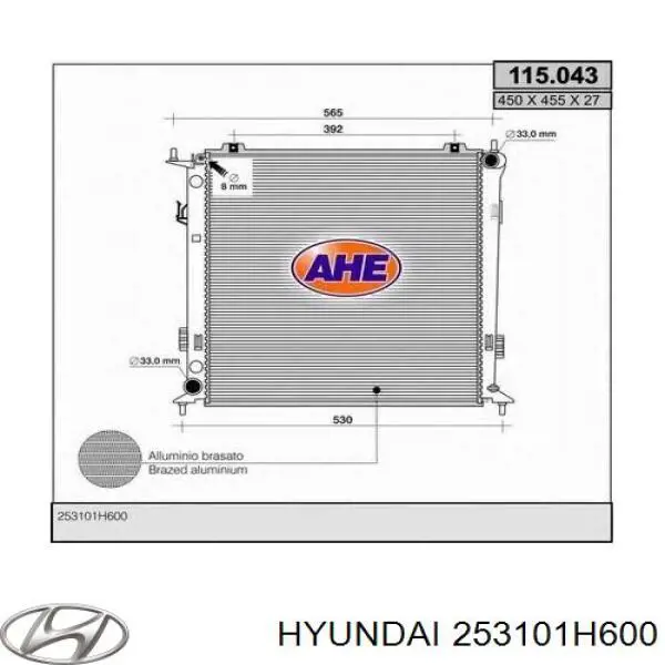 Água radiador Hyundai/Kia 253101H600 precio, desde 92,41 EUR