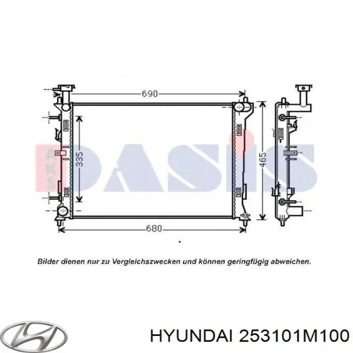 Radiador 253101M100 Hyundai/Kia
