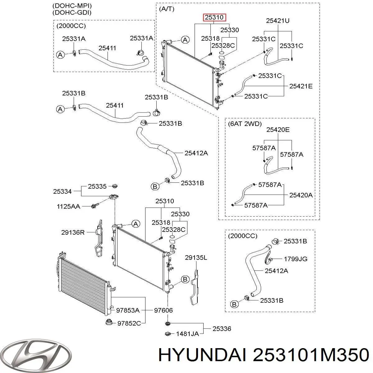253101M350 Hyundai/Kia Refrigeración del motor