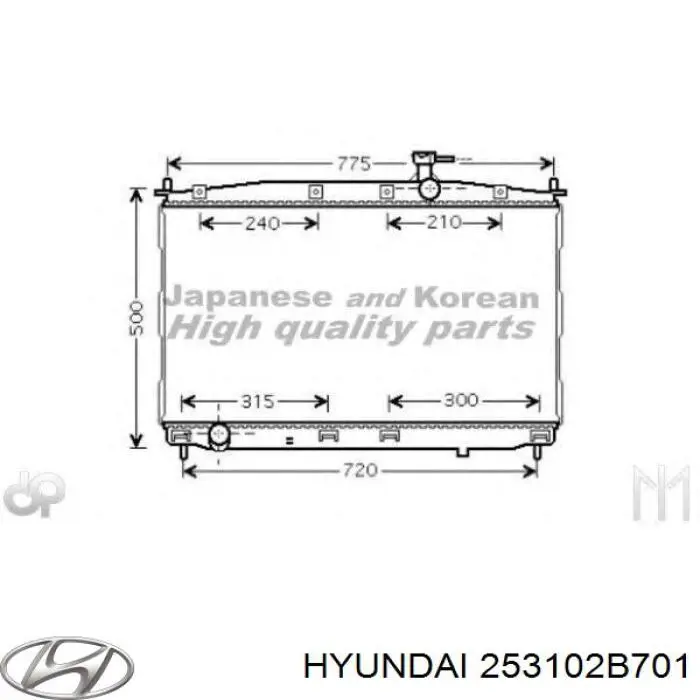 Radiador 253102B701 Hyundai/Kia