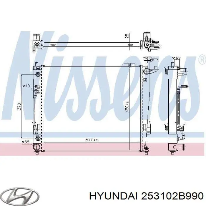 253102B990 Hyundai/Kia radiador refrigeración del motor