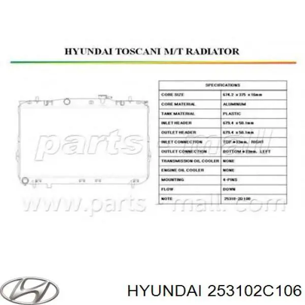 Água radiador Hyundai/Kia 253102C106 precio, desde 89,25 EUR