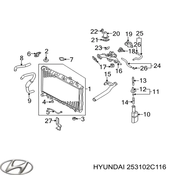 253102C116 Hyundai/Kia radiador refrigeración del motor