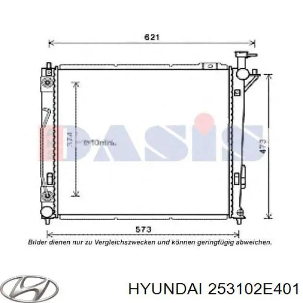 Radiador de água Hyundai/Kia 253102E401