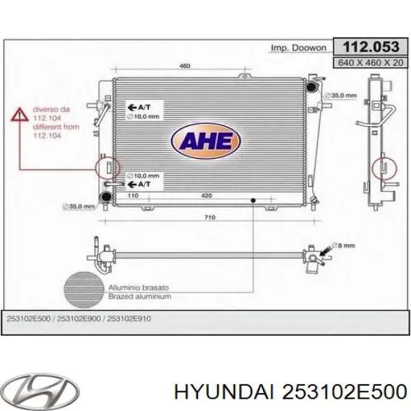 Radiador refrigeración del motor HYUNDAI 253102E500