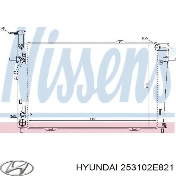 Radiador 253102E821 Hyundai/Kia