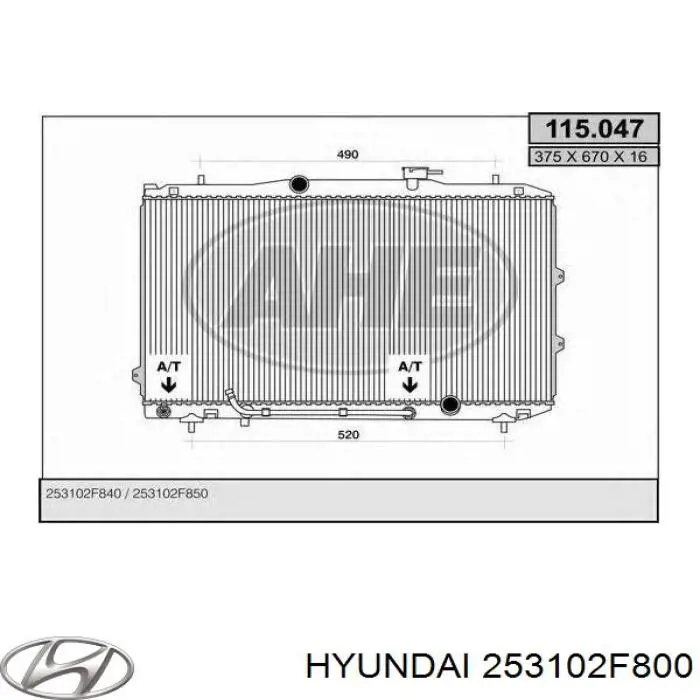  253102F800 Hyundai/Kia radiador refrigeración del motor